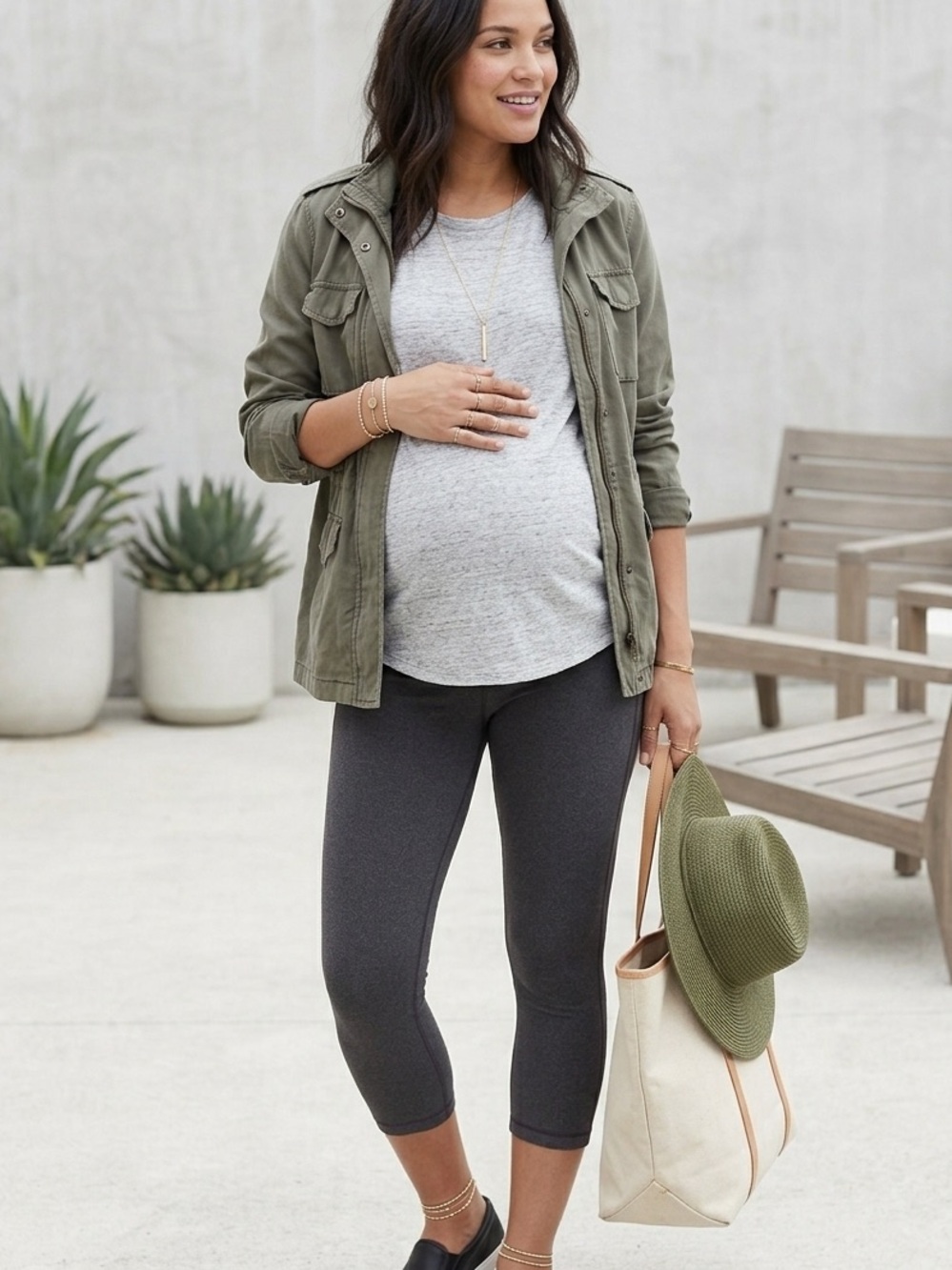 Isabel Maternity by Ingrid & Isabel Gray Maternity Capri Leggings